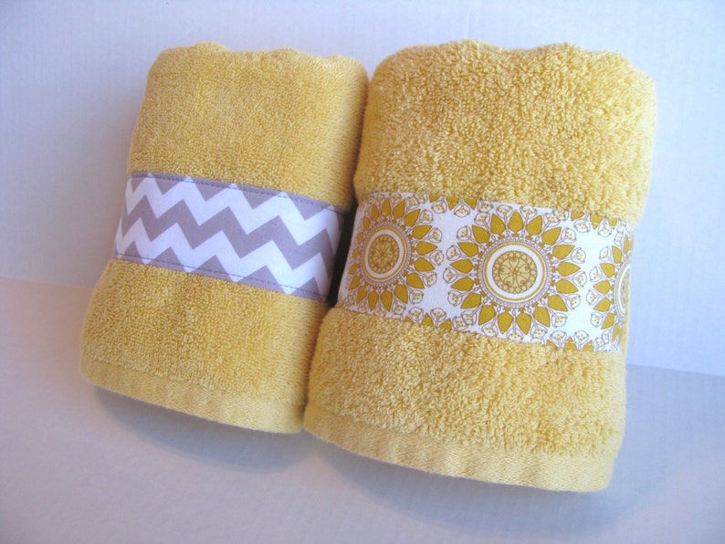 Custom Towels for the grey and yellow bathroom hand towels Etsy