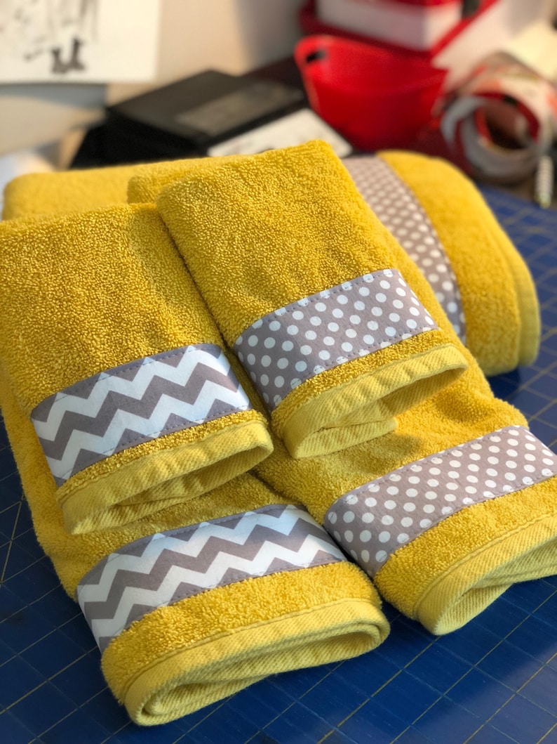 Custom Towels for the grey and yellow bathroom hand towels Etsy