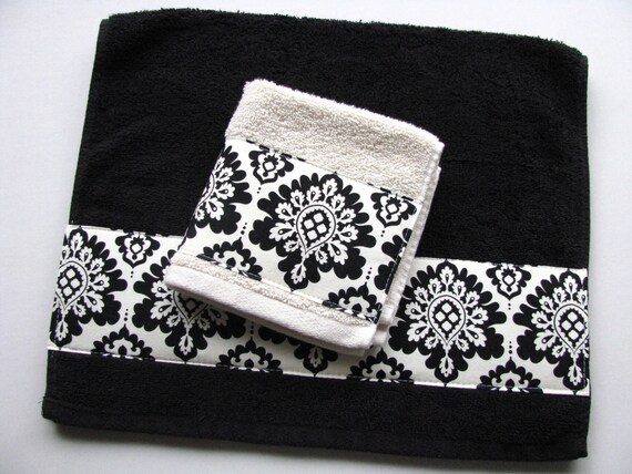 black and cream towels