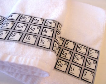 Bath Towels, science, chemistry, nerd, geek, august ave, periodic table, geekery, towels, bathroom, you pick the size, custom towels