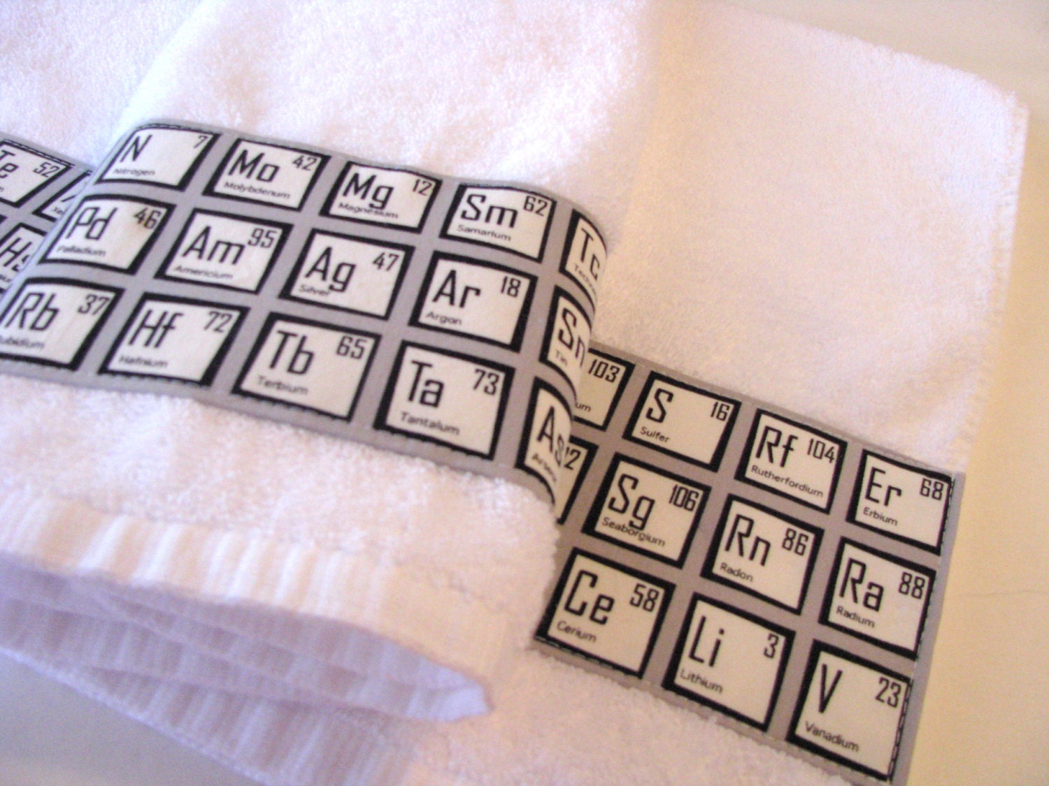 chemistry science Periodic Table towels august ave bathroom Periodic table custom towels towels geek towels gift