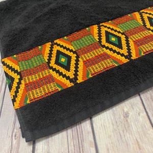 Kente Bathroom Towels in 4 sizes to choose from made for you by August Ave Towels, you pick the size sold individually, Ghana African Print image 9