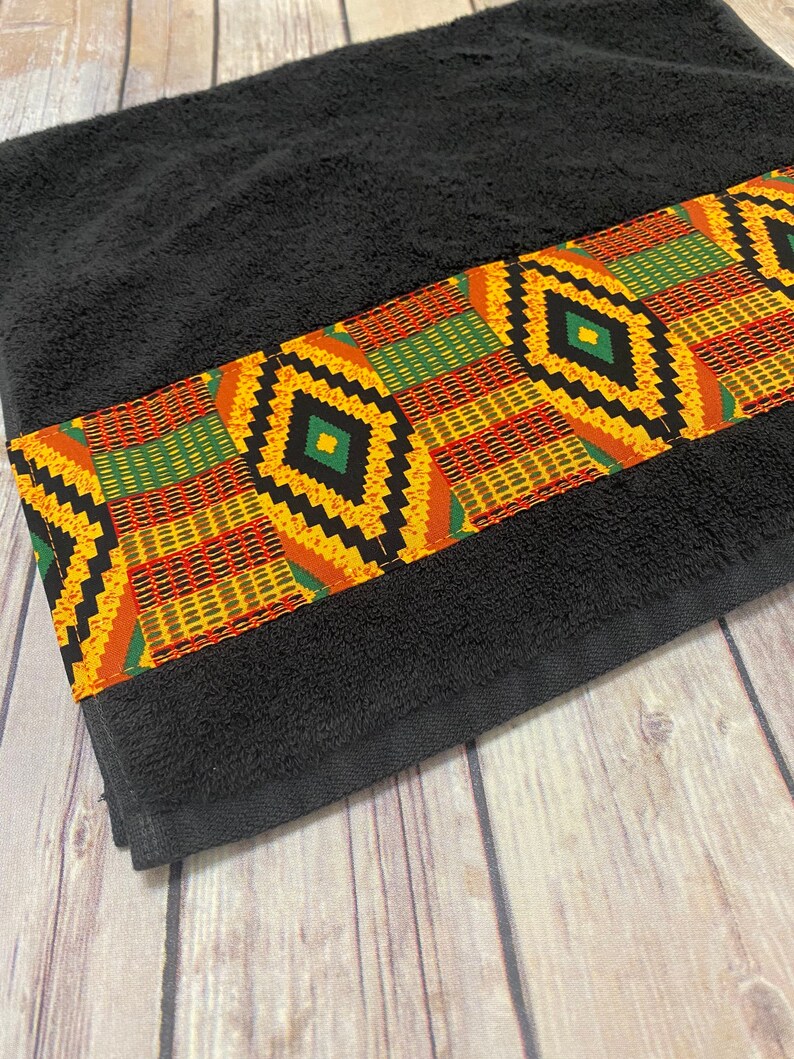 Kente Bathroom Towels in 4 sizes to choose from made for you by August Ave Towels, you pick the size sold individually, Ghana African Print image 9