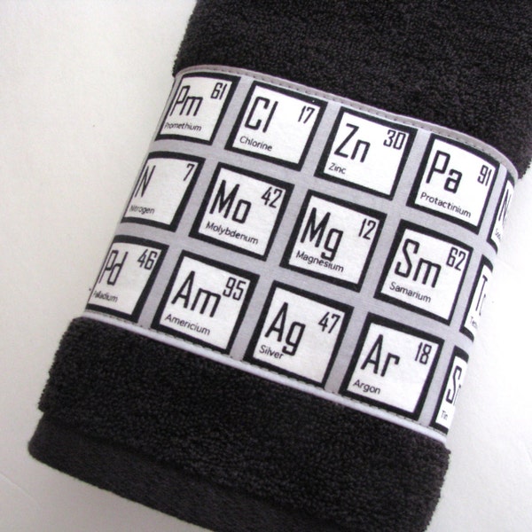 Bath Towels, science, chemistry, nerd, geek, august ave, periodic table, geekery, towels, bathroom, you pick the size, custom towels