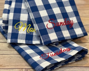 Days of the Week Kitchen Towels in Buffalo Check more colors handmade by August Ave Towels