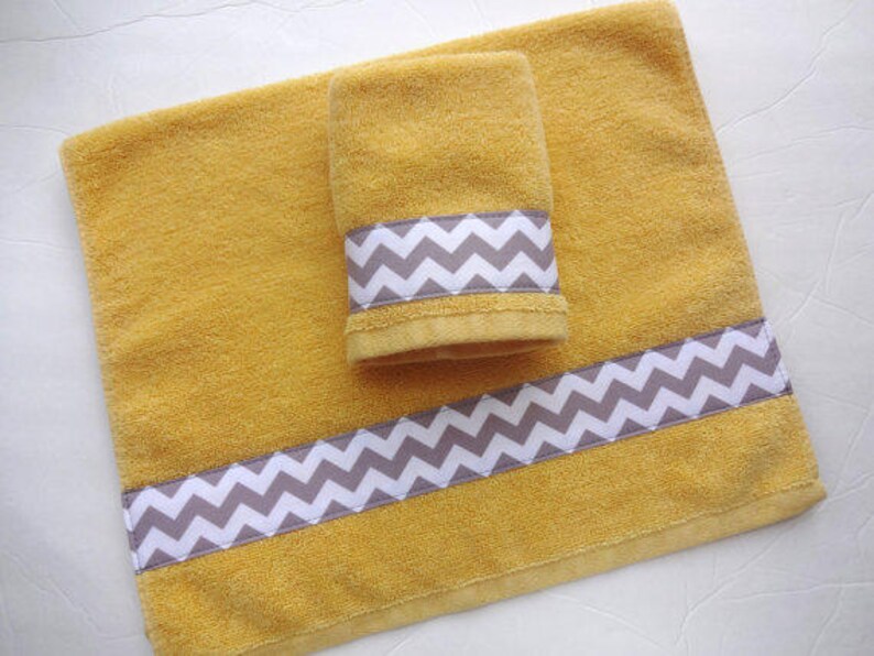 Yellow and Grey Bath Towels yellow and grey yellow and gray Etsy