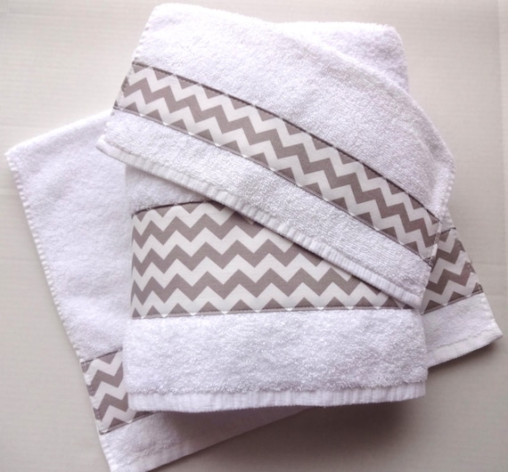 Grey Chevron Towels hand towels chevron grey bathroom