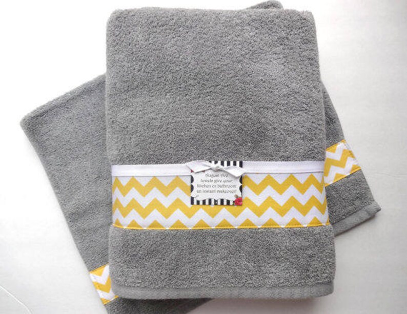 Bath Towels Yellow Grey Bath Towels Yellow Grey Yellow and Etsy