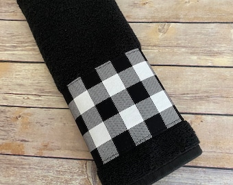 Black and White Buffalo Check hand and bath towels 4 sizes made just for you by August Ave Towels, Farmhouse Décor,