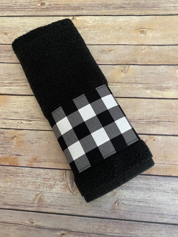 Black and White Buffalo Plaid Bath Towel