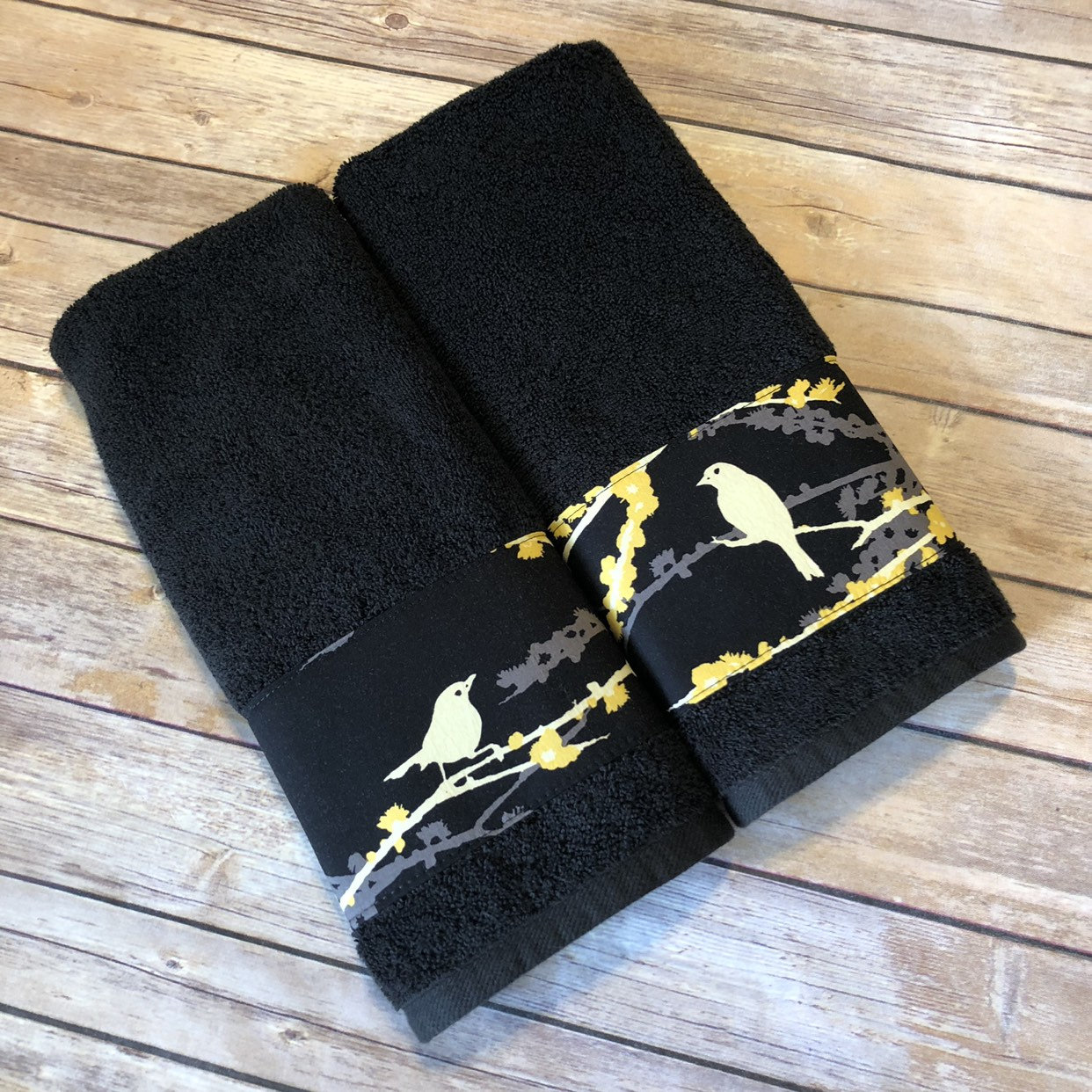 Hand towels for bathroom Black and Yellow Bath Towels August Etsy
