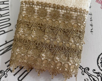 Gold Lace Cotton Hand or Bath Towel - Cream, Black, White, or Gray