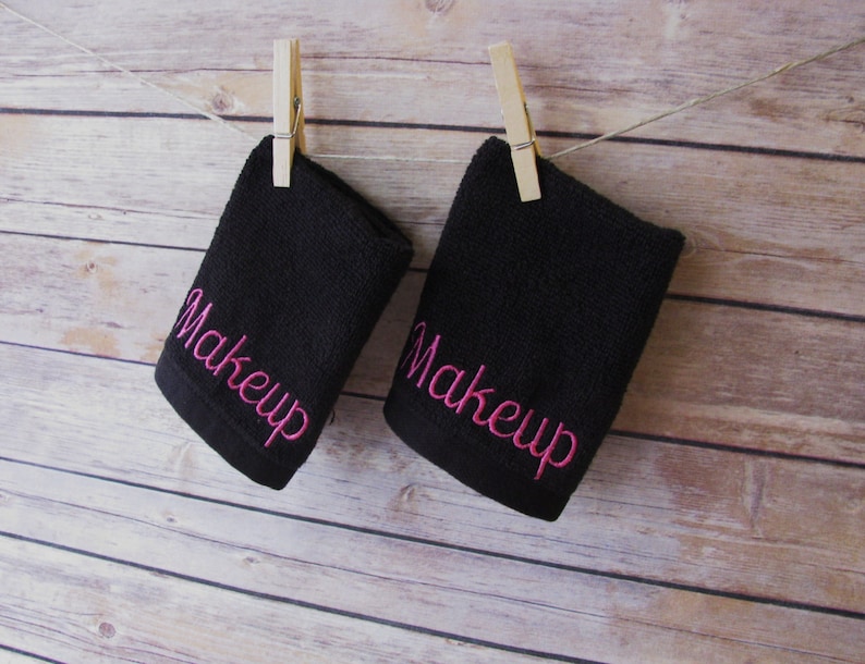 Black Makeup Remover Cloth: Embroidered Cotton Washcloth image 2