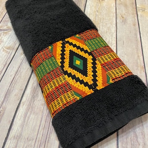 Kente Bathroom Towels in 4 sizes to choose from made for you by August Ave Towels, you pick the size sold individually, Ghana African Print image 3