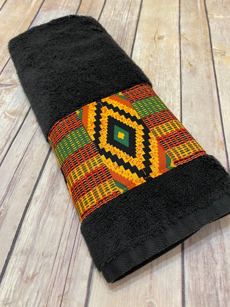 Kente Bathroom Towels in 4 sizes to choose from made for you by August Ave Towels, you pick the size sold individually, Ghana African Print image 3