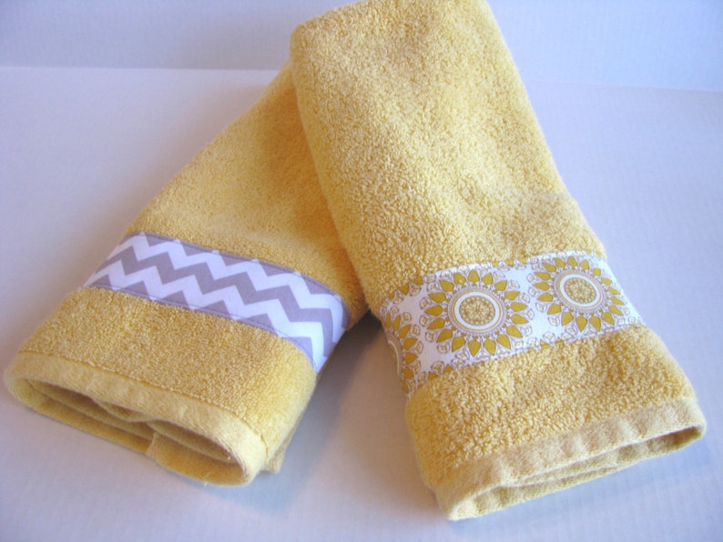 Custom Towels for the grey and yellow bathroom hand towels Etsy