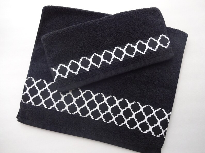 Black Hand and Bath Towels Hand Towels Custom Towels Black Etsy