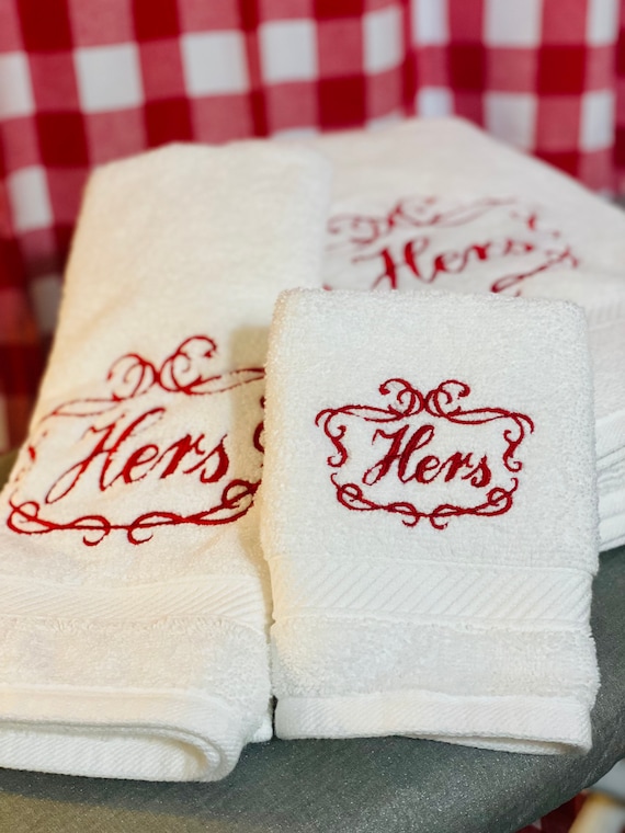 His and Hers Towels, Bathroom Decor, August Ave, Wedding, Wedding Gift,  Personalized Gift, Anniversary, Anniversary Gift, Towels 