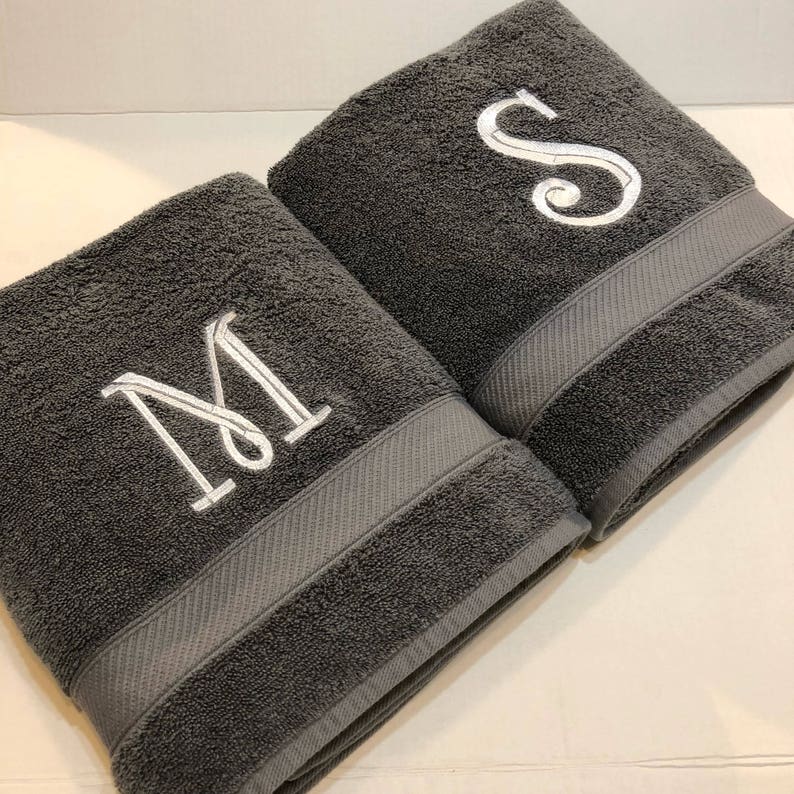 Monogrammed Bath and Hand Towels 4 sizes 10 colors, sold individually, towels with embroidery by August Ave Towels monogram towels bathroom image 4