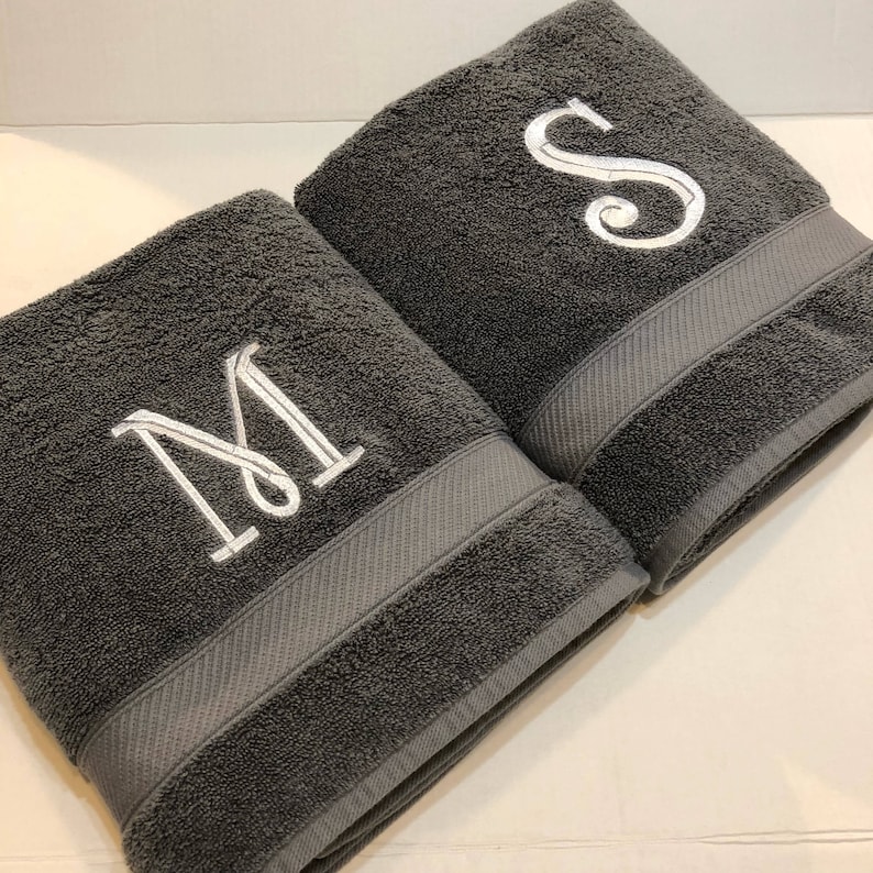 Monogrammed Bath and Hand Towels 4 sizes 10 colors, sold individually, towels with embroidery by August Ave Towels monogram towels bathroom image 4