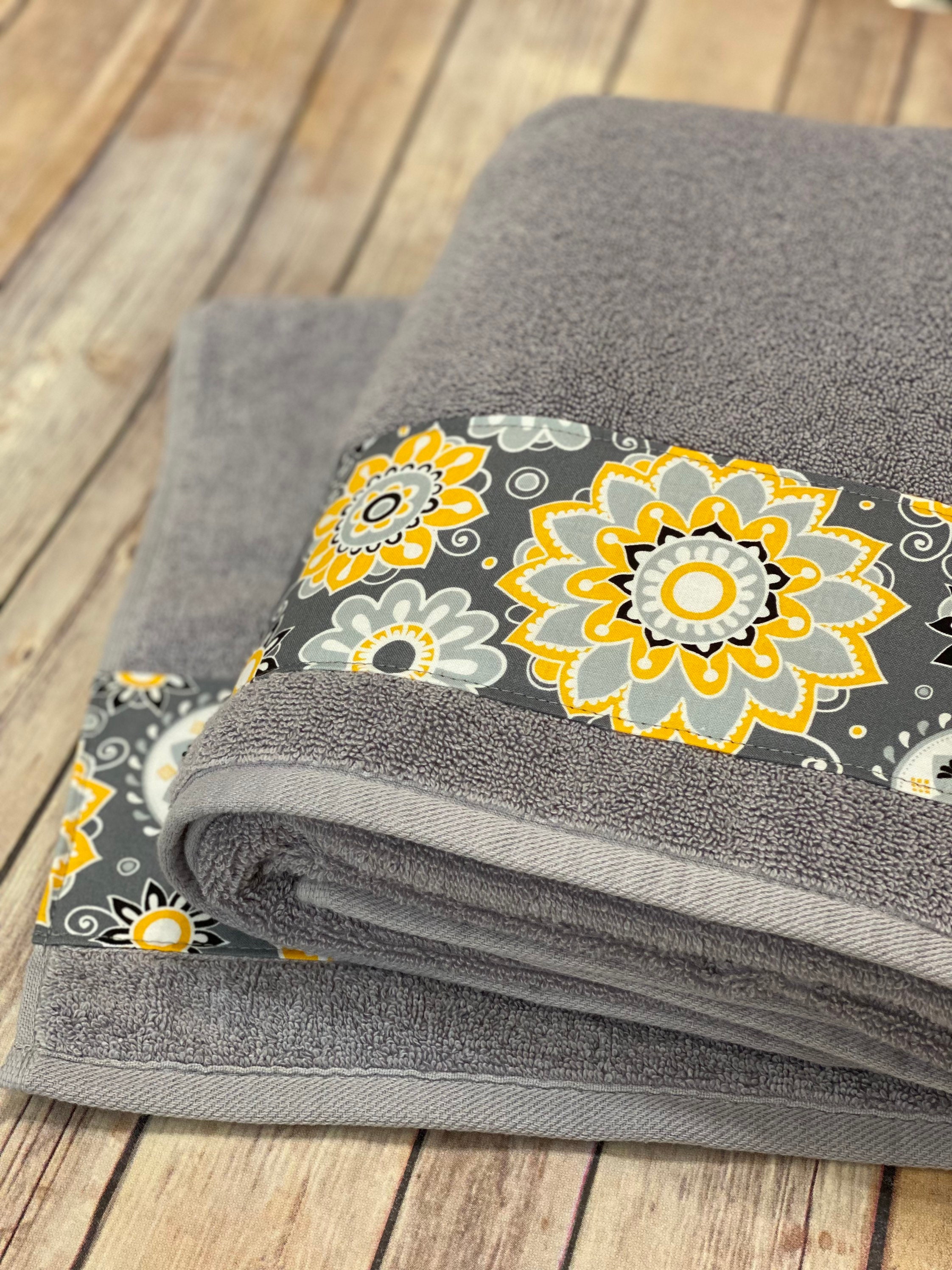Yellow Grey Gray Bathroom Towels Hand Towels Towel Yellow Etsy UK