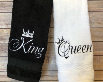 King and Queen Bathroom towels you pick the towel size, sold individually not in sets, made for royalty by August Ave Towels, his and hers