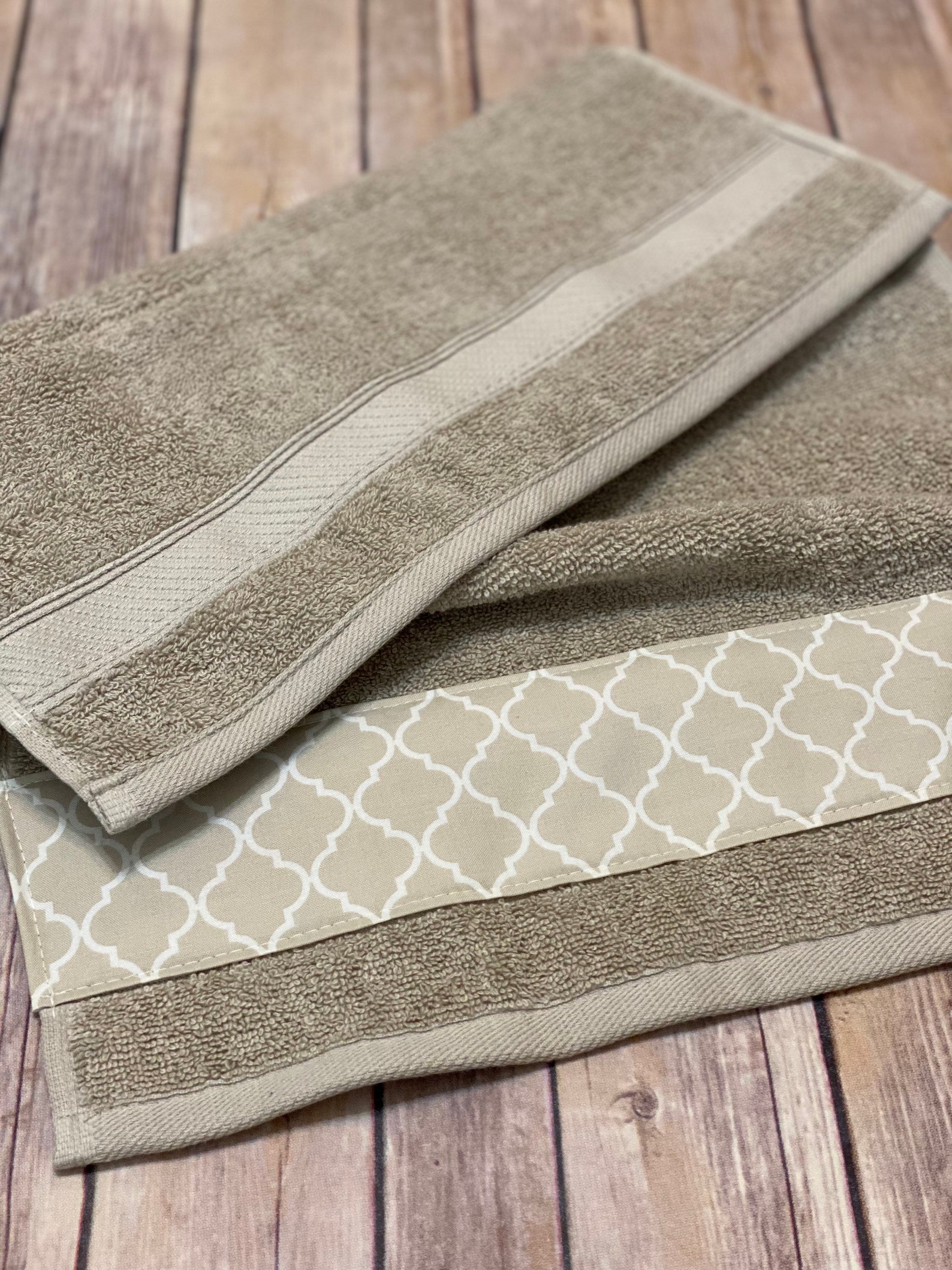 Tan Taupe quatrefoil Bath Towels hand towels custom towels Etsy
