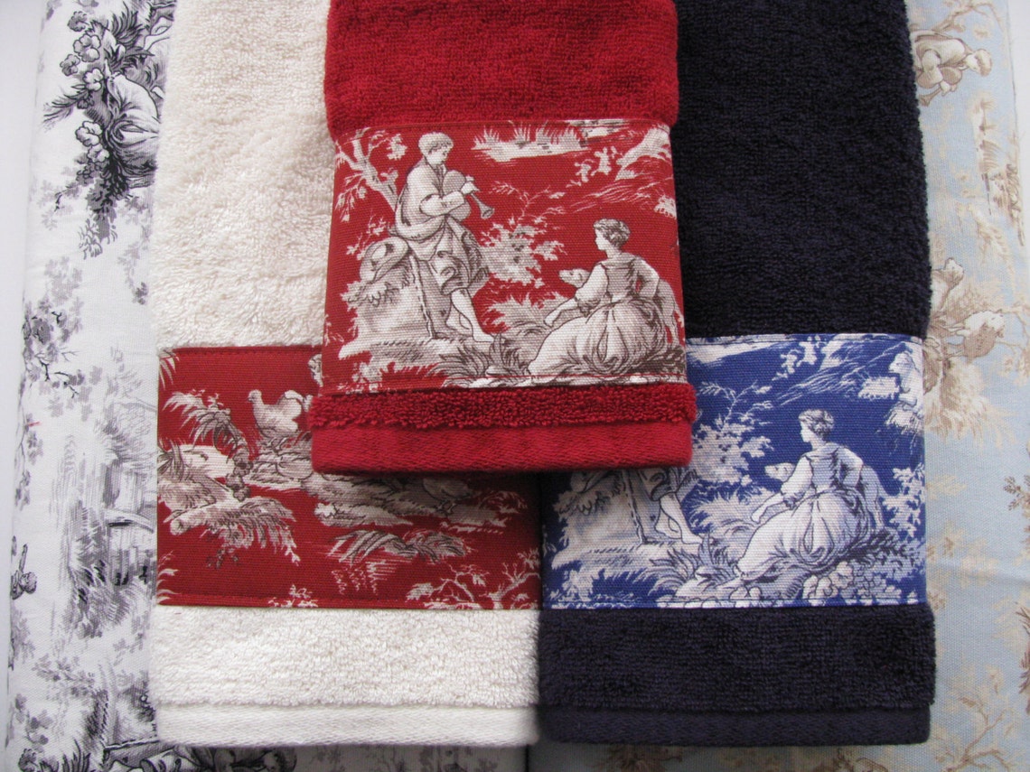 Toile D'Jouy Towels hand towels bath towels custom Etsy