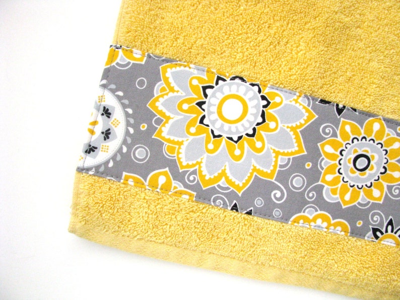 Yellow Grey Gray bathroom towels hand towels towel yellow Etsy