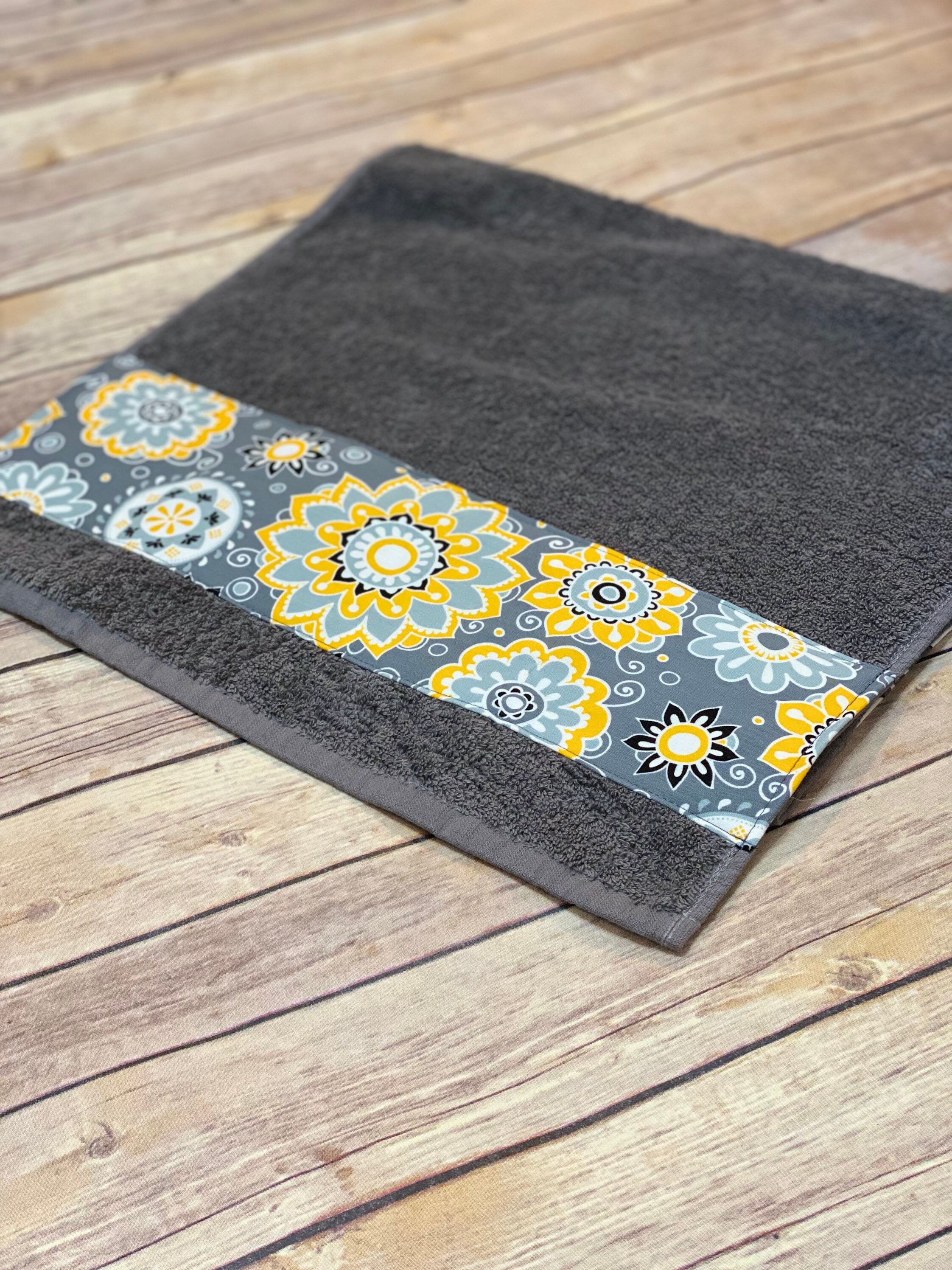 Yellow Grey Gray Bathroom Towels Hand Towels Towel Yellow Etsy UK