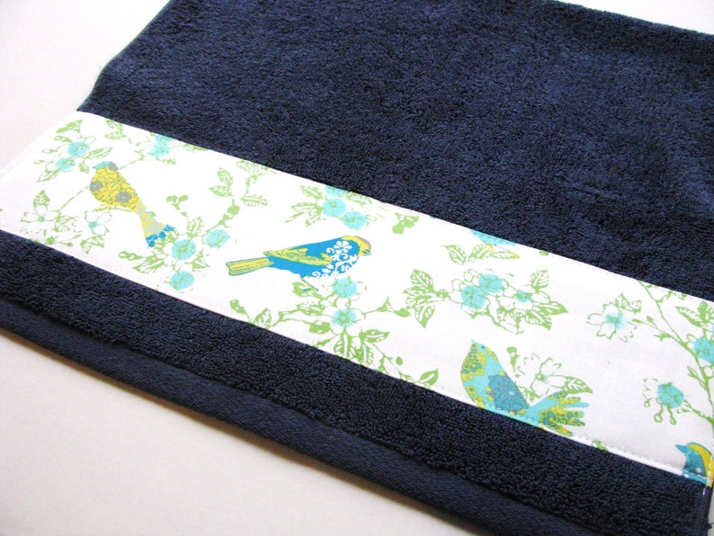 Bath Towel Blue Yellow Blue Bird Blue Towels Blue and Etsy