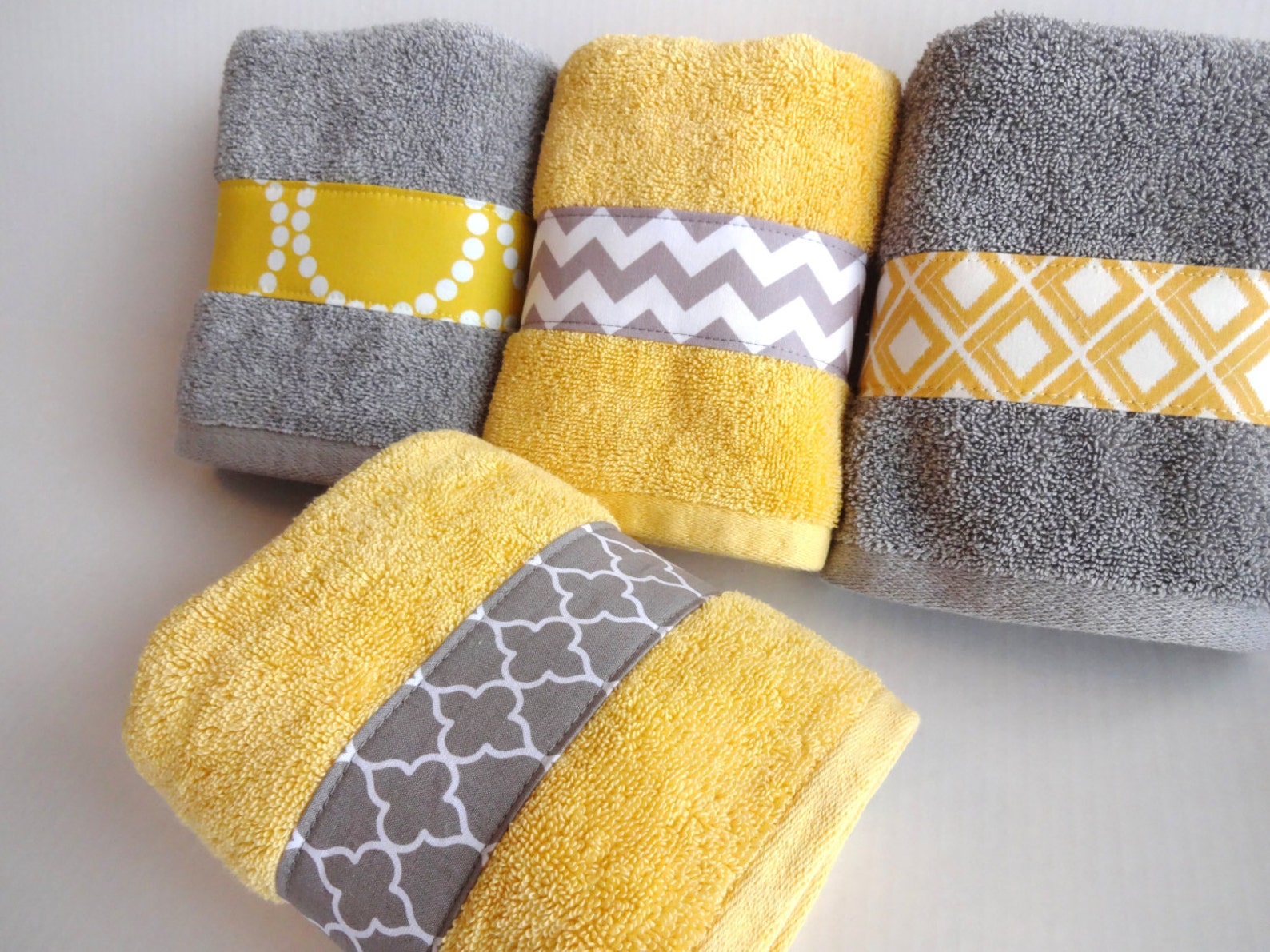 Yellow and Grey Bath Towels yellow and grey yellow and gray Etsy