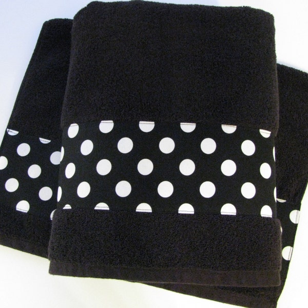 Black and White Polka Dot hand and bath towels 5 sizes made just for you by August Ave Towels