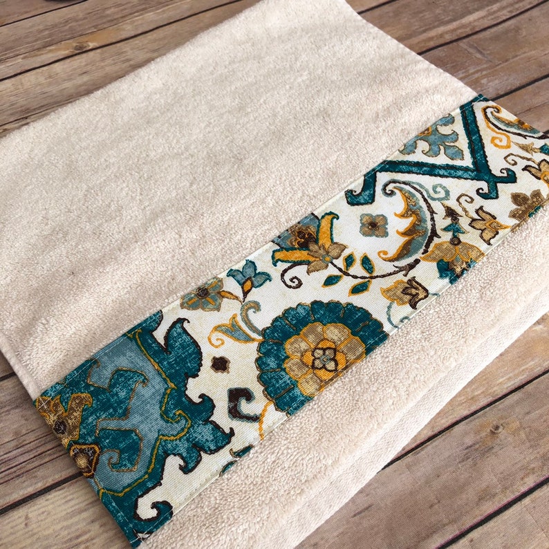 Teal and Brown bath towels you pick the size fabric and Etsy