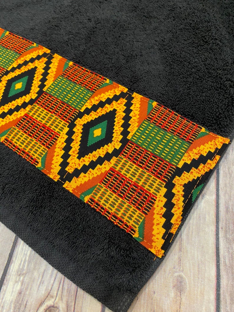 Kente Bathroom Towels in 4 sizes to choose from made for you by August Ave Towels, you pick the size sold individually, Ghana African Print image 6