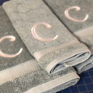 Monogrammed Bath and Hand Towels 4 sizes 10 colors, sold individually, towels with embroidery by August Ave Towels monogram towels bathroom image 10