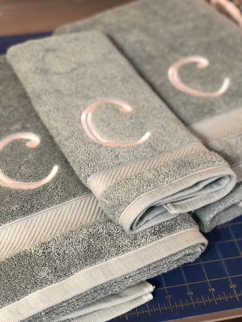 Monogrammed Bath and Hand Towels 4 sizes 10 colors, sold individually, towels with embroidery by August Ave Towels monogram towels bathroom image 10