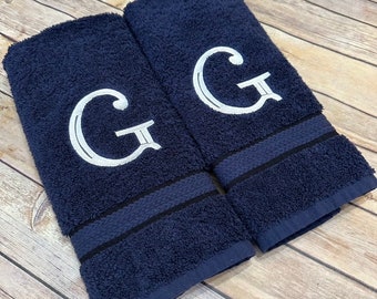 Monogrammed Cotton Bath Towel: Embroidered Initial, Various Sizes