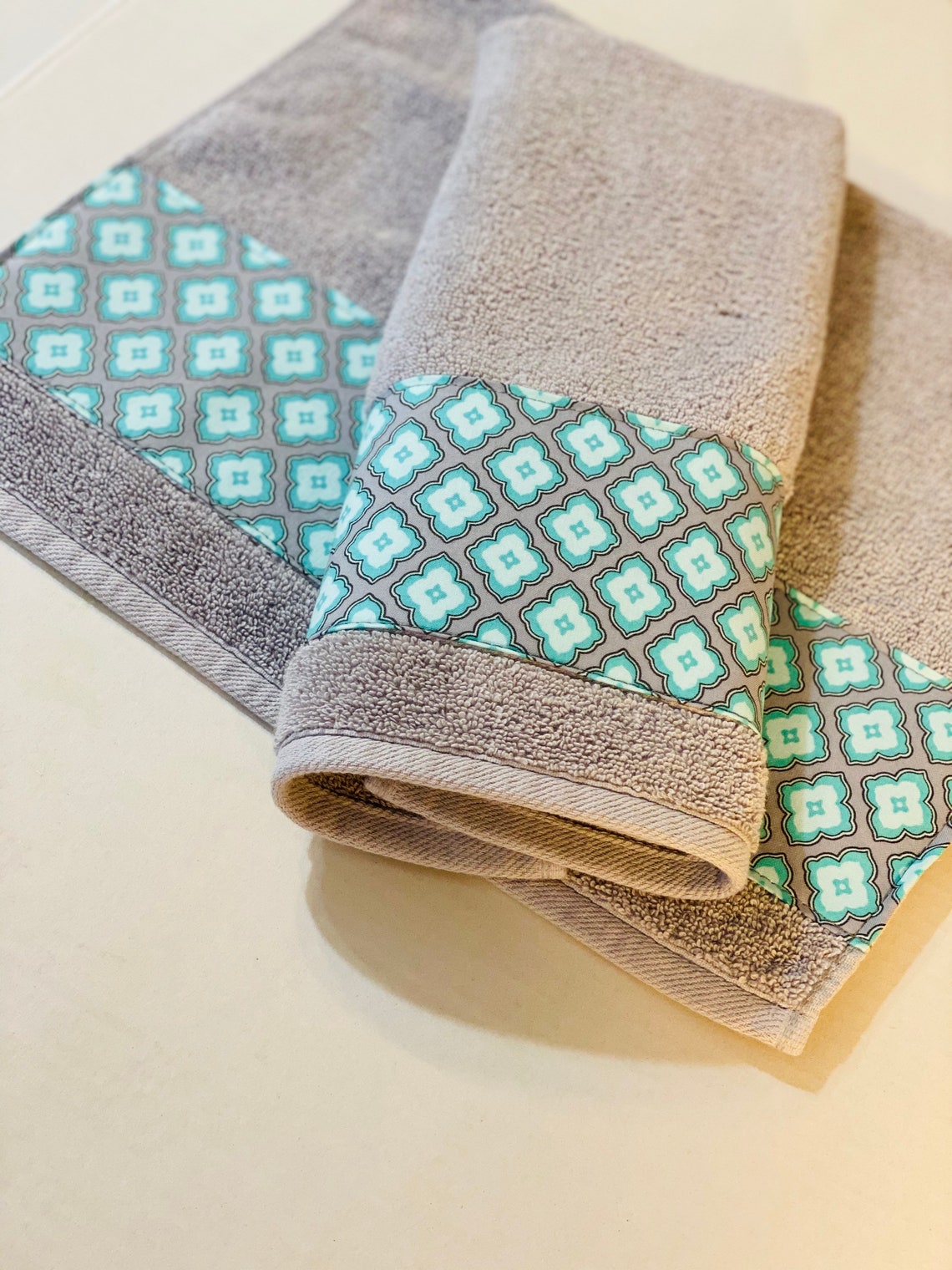 Aqua Grey Towels for Your Bathroom Custom Made for You by Etsy