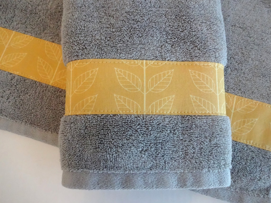 Hand Towels Yellow and Grey Yellow Yellow Towels Grey and Etsy