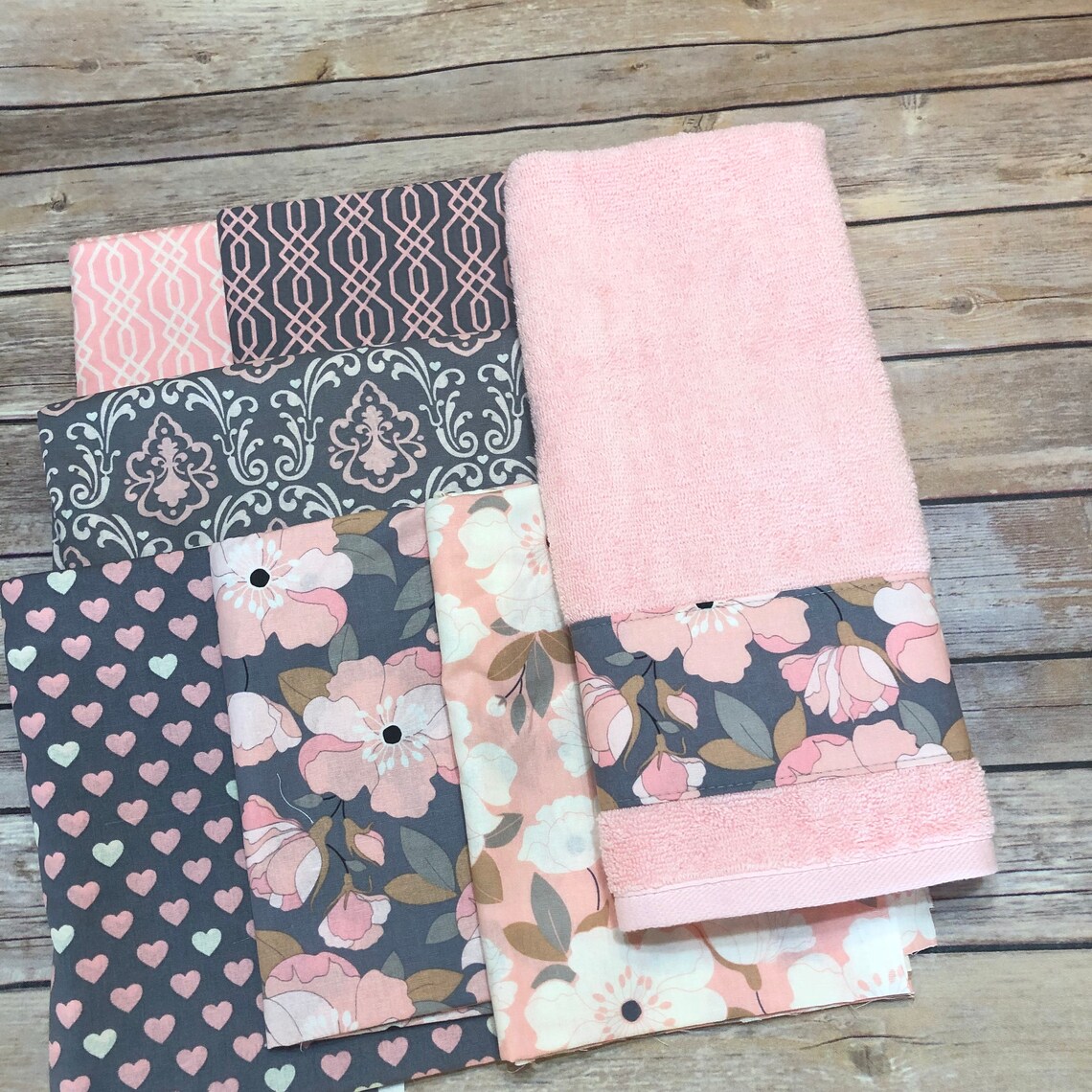 Pink and Gray Bathroom Towels You Pick the Towel Color Size Etsy