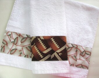 Sports Towels you pick either Soccer, Basketball, Football, or Baseball 4 sizes bath towels handmade by August Ave