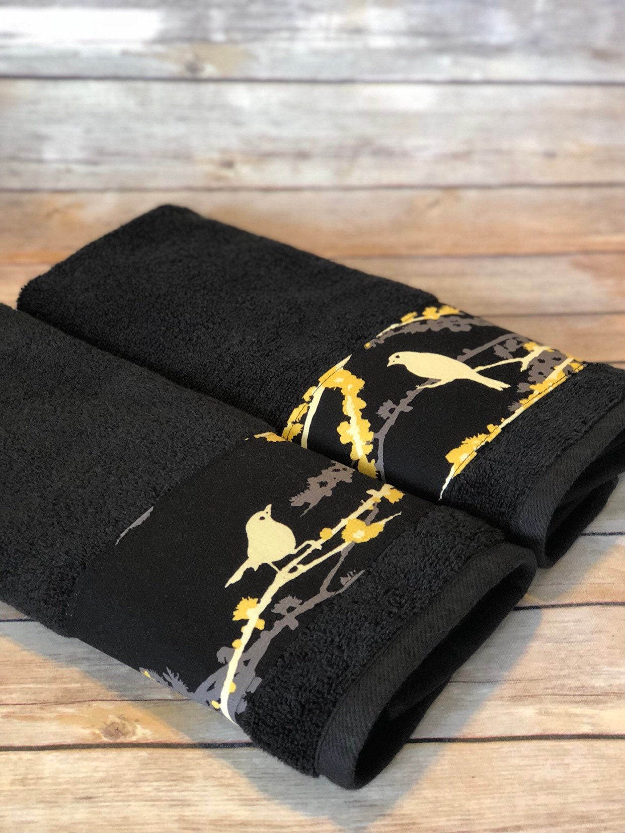 Hand towels for bathroom Black and Yellow Bath Towels August Etsy