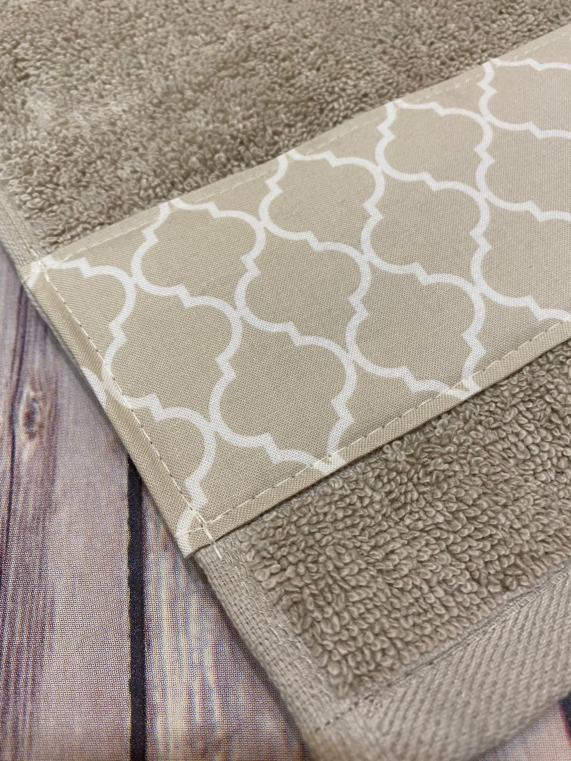 Tan Taupe quatrefoil Bath Towels hand towels custom towels Etsy