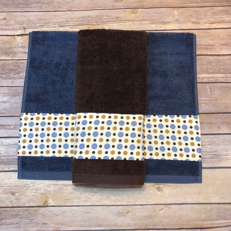 Blue Brown Towels custom towels blue bathroom brown towels Etsy