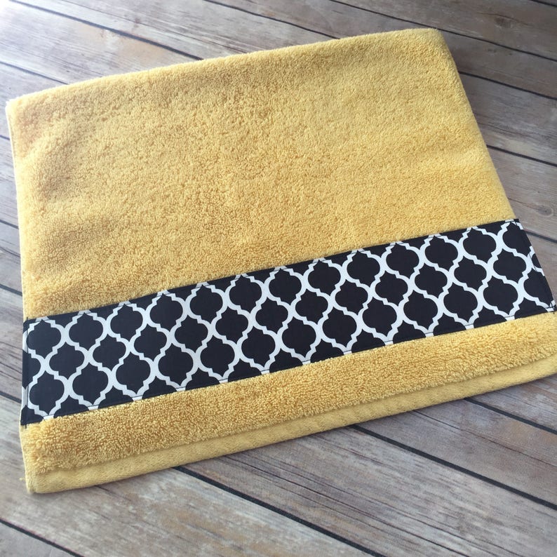 Yellow towels hand towels yellow and black bathroom Sold Etsy