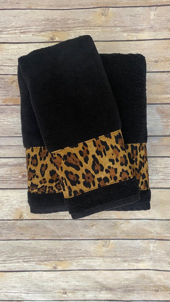 Cheetah Print Hand and Bath Towel Set Black and Brown Animal - Etsy Finland Cheetah Print Hand and Bath Towel Set Black and Brown Animal - Etsy Finland