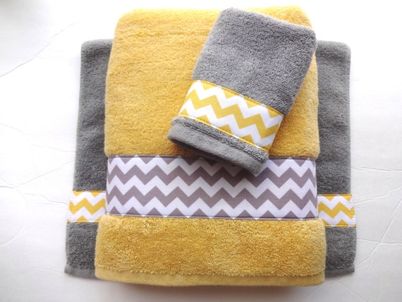 yellow grey towels
