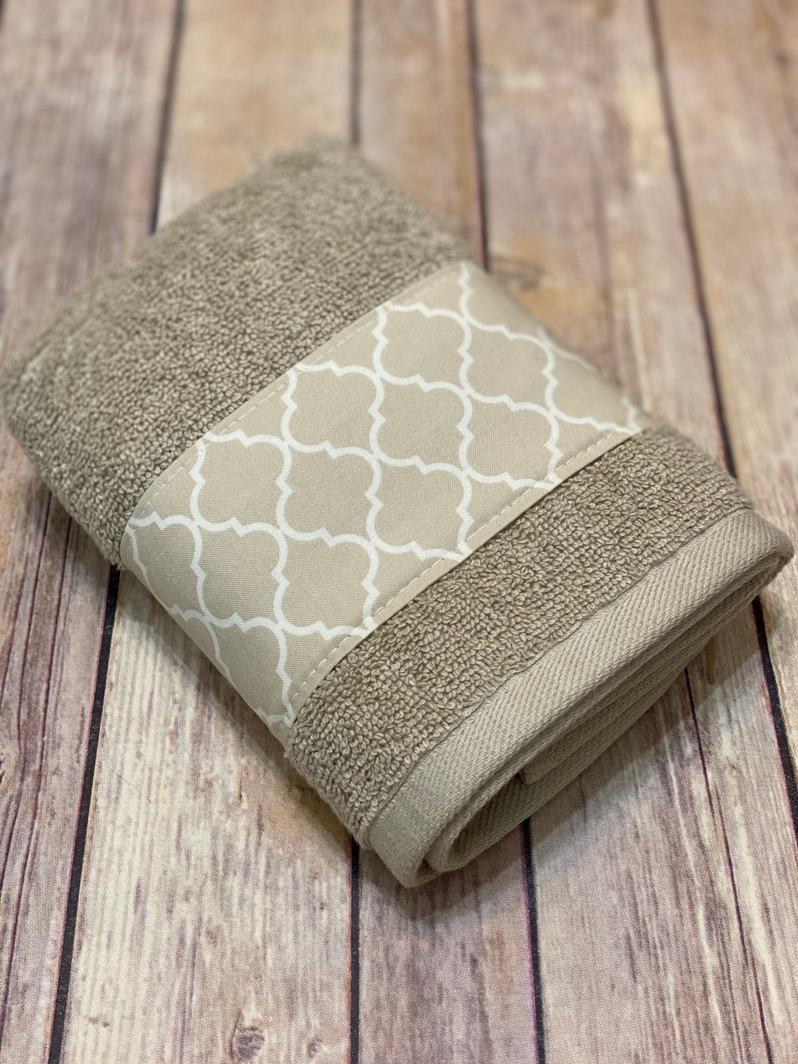 Tan Taupe quatrefoil Bath Towels hand towels custom towels Etsy