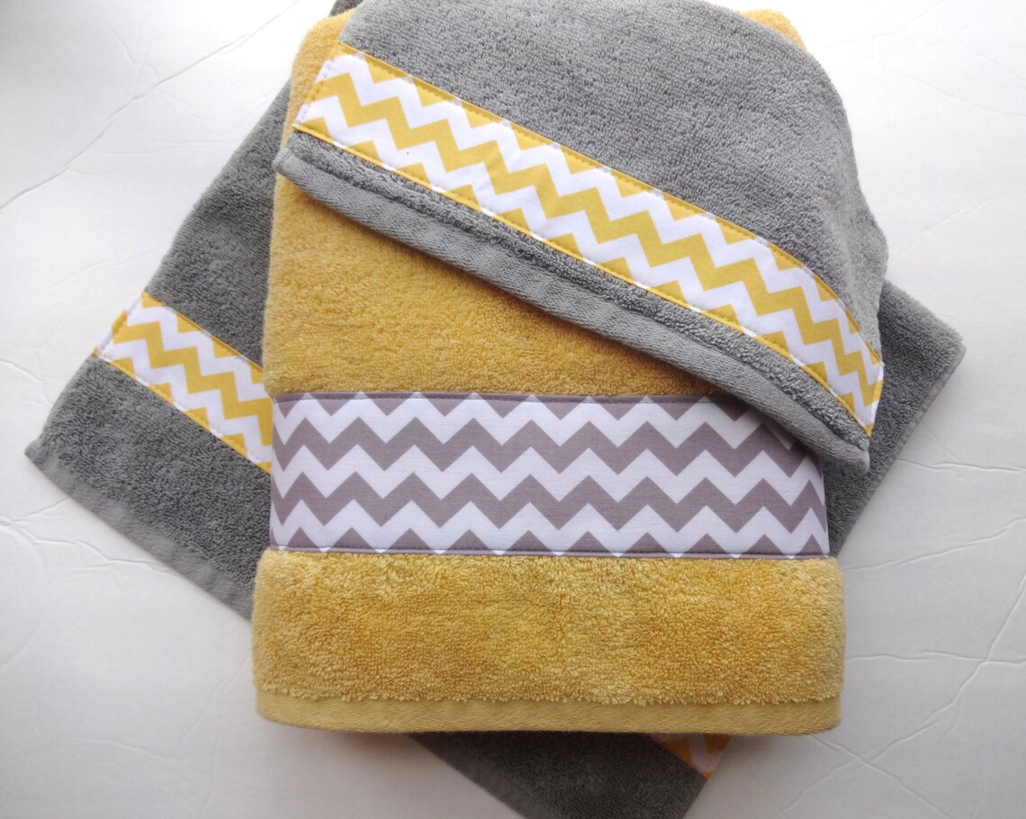 Pick Your Size Towel Yellow and Grey Towels Gray and Yellow. Etsy